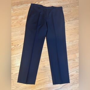 John Varvatos Stretch Wool Flat Front Trouser 36 R Navy- PRISTINE